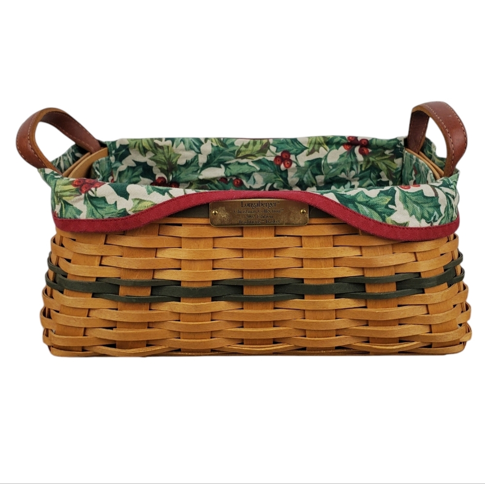 LONGABERGER 2002 Christmas Traditions Basket w/ Liner & Plastic Protector